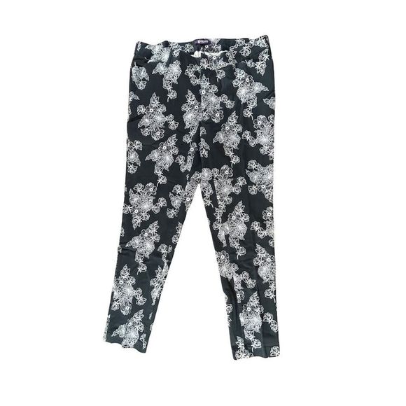 Roaman's Pants - Roaman’s Black‎ & White Floral Skinny Cotton Pants 14W